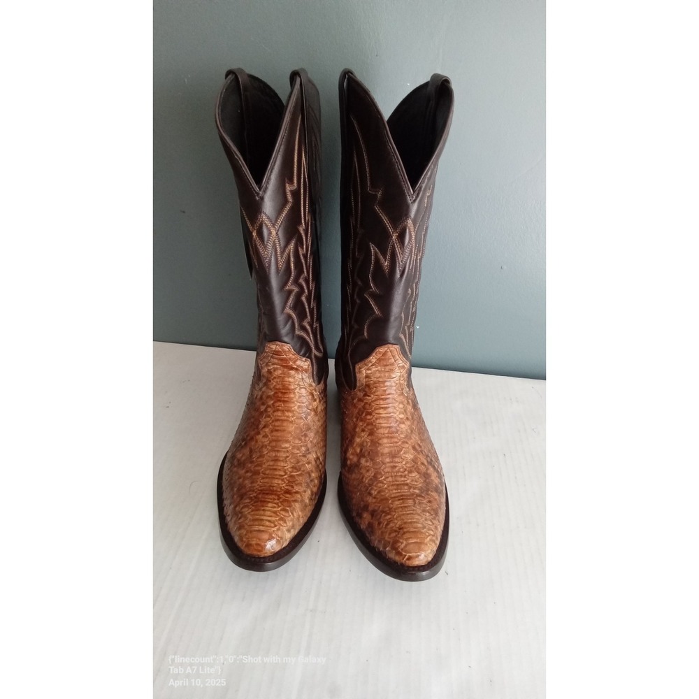 JB Dillon Reserve Mens Python Snakeskin‎ Western Cowboy Boots Brown JBR 1003 EE